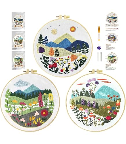 Kit Punto Croce Principianti 30x30 Cm - Tessuto Prestampato 11CT, Fili E Ago Inclusi - Design Fiori E Benedizioni, Regalo Creativo
