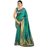 SWORNOF Womens Kanjivaram Banarasi Silk Saree Patola saree with Unstitched blouse piece