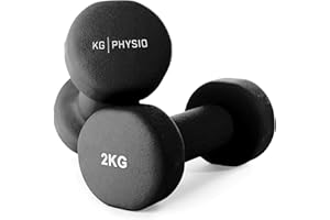 KG Physio Mancuernas y Póster A3 con Ejercicios Ejemplo - Mancuernas con Forro de Neopreno, Agarre Cómodo, Resistente al Sudor y con Tecnología anti-roll