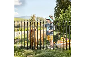 Thealyn Metal Garden Fence Decorative 81cm High x 60cm Wide (5 Panels, Total Length 3m) No Dig Border Dog Fence Landscape Fencing for Flower Bed, Yard, Animal Barrier, Black