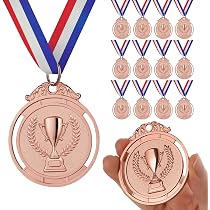 GeeRic 12 Médailles D'Or Avec Rubans - Style Torche Olympique - 5cm - Pour Sports, Compétitions, Cadeaux Enfants