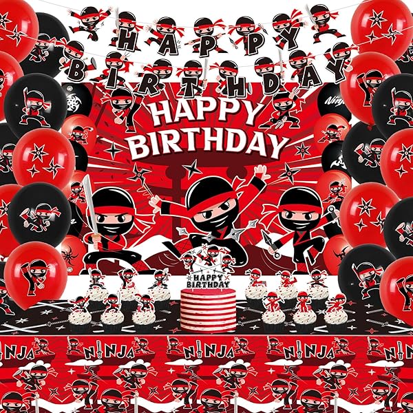 Ninja fasce per capelli, 10 pezzi, colore rosso, nero, per feste di karate, per bambini, per compleanni, karate, decorazioni per tartarughe