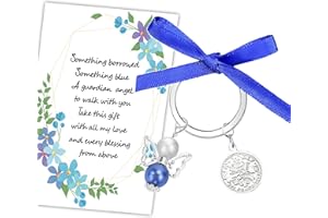 MKISHINE Something Blue for Bride to Be on Wedding Gifts Bridal Angel Bouquet from Mom Dad Grandma Sister Friends, Bride's Old Sixpence Coin with Wedding Card for Bride, a Sixpence for Her Shoe