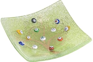 SOSPIRI VENEZIA Bandeja para Vaciar Bolsillos Árbol de la Vida en Vidrio de Murano con Murrine y Oro Idea de Regalo Bandeja Decorativa Portaobjetos Adorno Recuerdo (9X9 cm)
