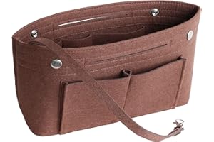 HyFanStr Taschenorganizer Filz Bag in Bag Tasche Organizer, Innentaschen Handtaschen Organizer für Handtasche mit Griffen und Schlüsselkette, Bag Organizer Braun Klein