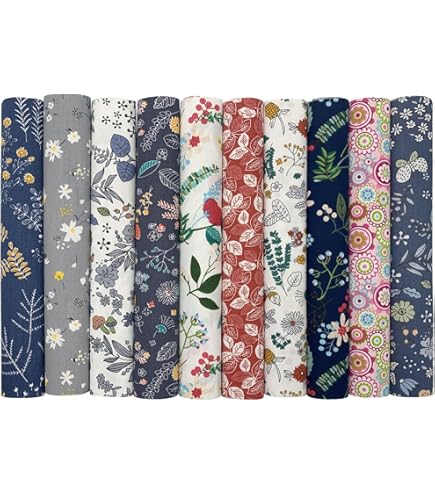 Set van 7 blauwe katoenen stoffen pakket, 50 x 50 cm, doe