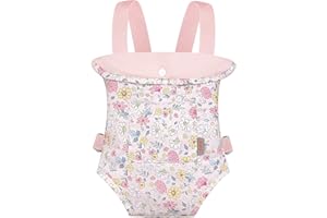 GAGAKU Porte-poupée pour Enfants - Porte-poupée - Bretelles croisées - Accessoires Avant et arrière - Porte-bébé - Porte-bébé en Peluche - Sac de Berceau - Rose - Fleurs Dianthus