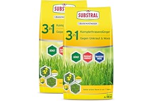 Substral Celaflor Engrais complet 3 en 1 pour gazon avec désherbeur et destructeur de mousse contre les mauvaises herbes colle pissenlit mousse pour gazon dense verte, sans abeilles 28 kg