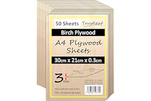 Trustleaf 3mm Birch Plywood A4-300x210x 3mm - (Pack of 50) Laserable Low Fume E1 Glue Ply