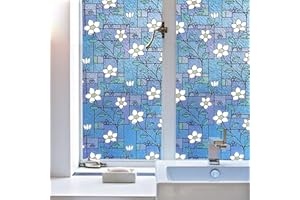 EASEHOME Adesivo pellicola elettrostatica smerigliata di vetro finestra, vetro adesivi decorativi per finestre opache statiche adesive protezione privacy anti-UV 17,3 "x78,7"(44 x 200cm), fiore