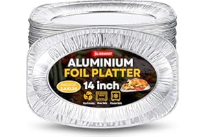 BLISSMART Foil Platters 10pk Large Aluminium Foil Platter Serving Party Trays Oven and Freezer Safe Reusable Serving Platter Set Recyclable Trays Multipack