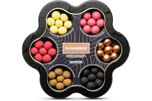 Mon Dragée Flower Box 265g, Luxus-Feinkost-Pralinen, 6 Sorten Dänische Lakritz-Kugeln, Glutenfreie Pralinen-Geschenkbox in Blütenform, Edles Geschenk für Liebhaber besonderer Süßigkeiten