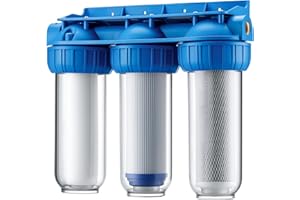 Naturewater NW-BR10B4 – Système de filtration 3 Étapes – 20,67 mm 1/2" – avec Filtre à sédiments Charbon actif Bioc et Granulés – Eau potable
