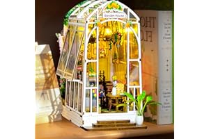 AZYVUM DIY Book Nook Kit Gartenhaus mit Möbeln und LED Lampe,Miniatur Haus,3D Puzzle Booknook Modellbausatz,Diorama Modelbau für Erwachsene,Bücherregal für Deko, für Geburtstag