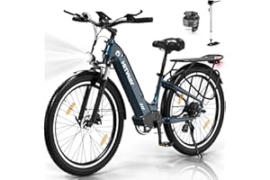 HITWAY 26x3.0 Electric Bike, 250W City Cruiser E bike, 48V 18Ah Removable Battery Max.Range 55-80KM, Shimano 7-Speed, Commuter Electric Bicycles for Adults