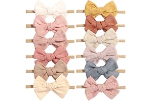 Jollybows - Fiocchi elastici per capelli per neonati, in nylon, 12 pezzi