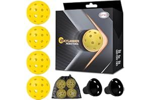 LUCYLANKER Palline da Pickleball da Esterno, Palline da Pickleball a 40 Fori con Borsa in Rete & 2 Riciclatori di Palline, Alto Rimbalzo & Resistente per Tutti gli Stili, Paddle & Campo da Pickleball