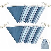 10M/32.8Ft Blue White Bunting Banner Party Decorations Fabric Pennant Triangle Flag Garland For Wedding Birthday Baby Shower Ahoy Anchor Nautical