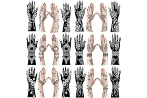 XMASIR 12 Large Sheets Tattoo Stencil Kit Indian Arabian Temporary Tattoo Templates for Women Girls(Only Templates,No Tattoo Ink)