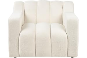 ‎BELIANI Beliani Sessel Stoff Bouclé Creme weiß gesteppt breite Armlehnen Wolkensessel Agerup