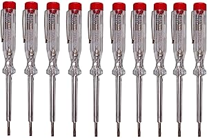 H + H Werkzeug 45200 Standardprüfer 10x 45200 Spannungsprüfer/Phasenprüfer bis 250V GS geprüft nach VDE 0680 Made in Germany, transparent/rot, 140 mm