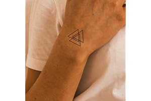 Inkster® Tres Triángulos | Tatuaje temporal con certificación cosmética de la UE: el original | resistente al agua + vegano | Tatuaje Revolucionario De 2 Semanas