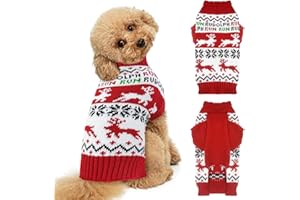 SKXEO Christmas Dog Jumper Snowflake Reindeer Pattern - Soft Classic Pet Sweater Warm Cat Dog Apparel, Knitwear Pet Winter Clothes Xmas Outfits(Running Reindeer,M)