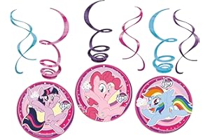 Amscan 9902519 - My Little Pony Party Hanging Swirl Decorations - 6 Pack, Pink, One size