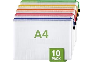 IRICUS 10 Bolsas de Malla con Cierre A4 - Bolsas de Malla de Plastico con Cierre - Transparente Bolsa de Malla con Cremallera A4 - Bolsas con Cremallera Para Juegos de Mesa - Puzzle - Bolsas de Plastico A4