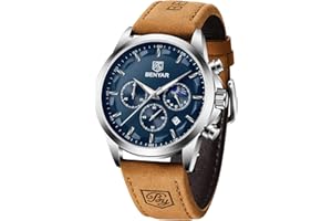BY BENYAR BENYAR Montre chronographe pour Homme Mouvement à Quartz Montre de Sport d'affaires de Mode 30M étanche et Anti-Rayures Cadeau élégant
