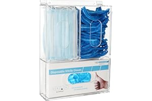 KOEMEHR Glove Box Holder Acrylic Disposable Mask and Gloves Dispenser Wall Mounted Hairnet Dispenser Shoe Cover Holder with Lid for Food Service, Lab, Medical Office, Transparent