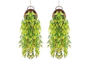 PANYI 2 Pezzi di Piante Finte Decoro,Piante Artificiali da Appendere,Piante Finte da Esterno,Rampicanti Finti da Interno,Adatta per la Decorazione Murale Interna ed Esterna Nei Giardini Domestici