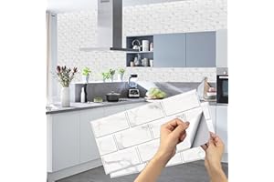 AMOYUN Pegatinas de Baldosas, Adhesivo de Pared Azulejos Adhesivo de Pared PVC Decorativos Adhesivos para Cocina y Baño Ladrillos pared Gris 15 x 30 cm (12 Piezas)