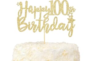 LOVENJOY Decoration Gateau Anniversaire 100 Ans Doré Glitter Cake Topper Happy 100th Birthday Deco Gateau Pour Décoration 100e Fête D'anniversaire