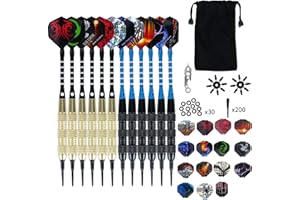 FINDIR Dartpfeile Softdart Set Dartpfeile mit Kunststoffspitze 18g Profi Set mit 12 Schäfte und 45 Dartpfeile Flügel 200 Kunststoffspitze 16 Flightschoner 30 O-Ringe und 1 Spitzenhalter