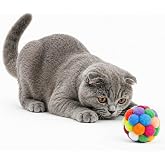 Orletz &Ccedil;ıngıraklı Ponpon Kedi Oyuncağı - Renkli İnteraktif Peluş Top - Zilli Yuvarlanan Kedi Topu - &Ccedil;iğneme ve Tırmalama İ&ccedil;in