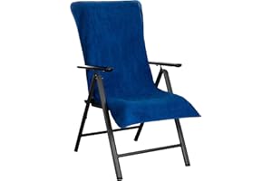 Brandsseller Housse en Éponge pour Chaise de Jardin 65x130 cm – Coussin de Siège d'Extérieur en Coton 100% – Serviette XL Confortable, Antidérapante, Lavable, Certifiée Oeko-Tex – Bleu