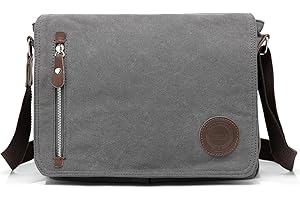 LOSMILE Shoulder bag, vintage canvas shoulder bag for men., gray, Retro