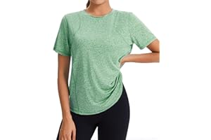 Gyabnw Camiseta Deporte Mujer Camisetas Fitness de Manga Corta Camiseta Holgada de Secado Rápido Deportiva Entrenamiento Atlético Ropa Yoga VeranoTop con Cuello Redondo