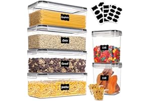 Miiepls 3,2 l, contenitori ermetici con coperchio, per cereali, spaghetti, cornflakes (3,2 l + 1,6 L)