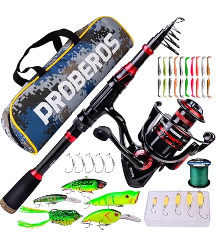 Combo Canne à Pêche Télescopique + Moulinet Casting ZWCSHUU - 1,8 M, Carbone, Poids Appât 10-30g