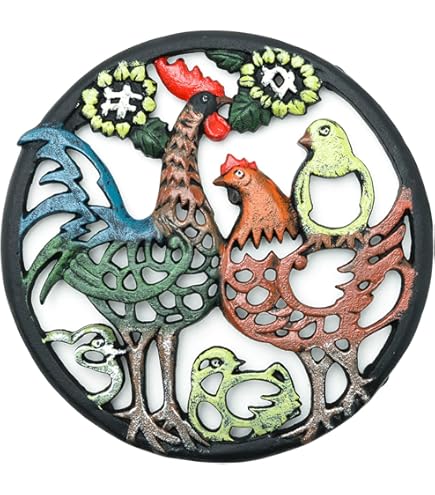 Dessous-de-plat En Fonte Cocorico – Motif Coq, Multicolore, Vintage France – Occasion