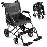 Mobiclinic&reg; Lightweight Folding Transit Wheelchair Seat 46 cm | Folding backrest and footrests, Double Brake System, Padded a