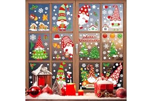 EMBHLITFE 9 szt. Świąteczne naklejki na okna wielokrotnego użytku na świąteczne naklejki okienne z PCW Staic dwustronne dekoracje świąteczne na świąteczne dekoracje domu DIY dekoracje