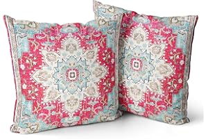 Snylcce Set of 2 Bohemian Style Cushion Covers 40x40 cm Decorative Square Throw Pillow Covers 40x40 CM Sofa Car Pillowcase for Outdoor Home Bed Living Room Couch Decor (Rose)