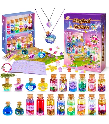 Kit Potion Magique TOSUTO – 20 Bouteilles + Accessoires – Chaudron, Baguette, Cristaux – Dès 6 Ans
