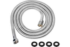 Dachiy 2m Flessibile Doccia, Tubo Doccia in Acciaio Inox, Tubo Doccia da Anti Torsione, tubo per doccia universale, Adatto a Tutti i Soffione Doccia, Argento