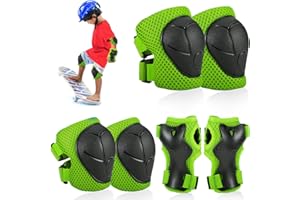 Hejo 6 Pcs Kids knee Pads Elbow Pads, Breathable Guards Protective Gear Set from PE for Children Youth ,With Wrist Pads, for Skating, Scooter, Skateboard, Bike