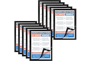 VAIIGO A4 Cadre Magnétique, Cadre d'information, Autocollant de Fermeture magnétique pour Documents, Photos, Sachet de 10 Noir