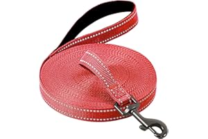 Demigreat Smycz dla psów, 5 m / 10 m / 15 m / 20 m, wytrzymała, długa smycz dla psa, odblaskowa smycz treningowa z wyściełanym uchwytem i paskiem na rękę, smycz szkoleniowa dla małych i dużych psów